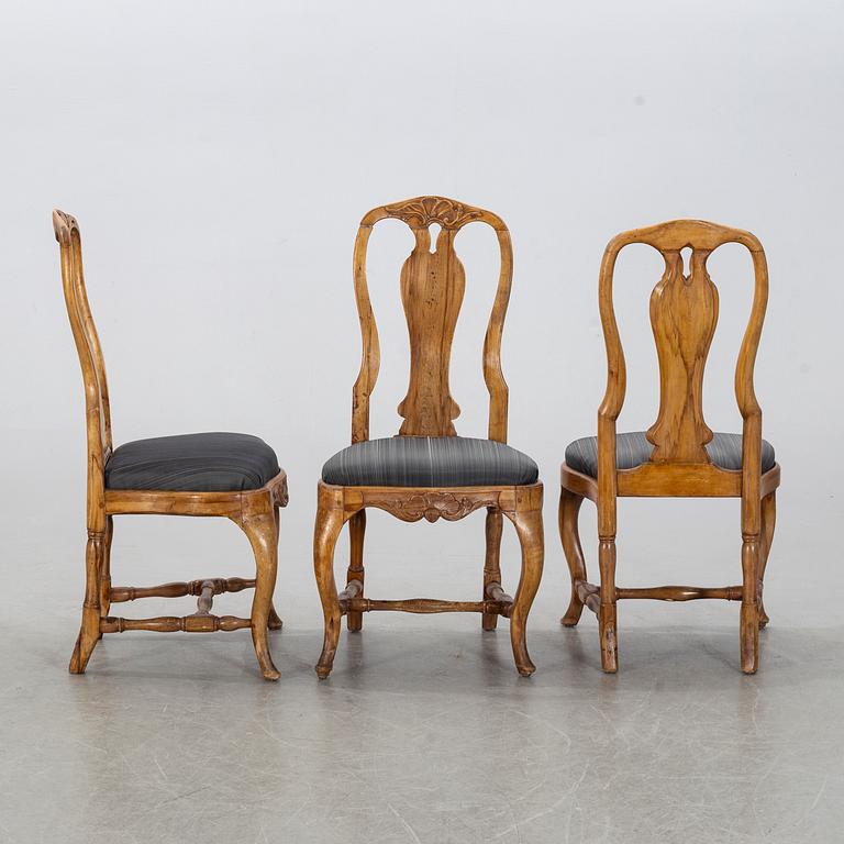 A set of six Swedish rococo chairs mid 1700's.