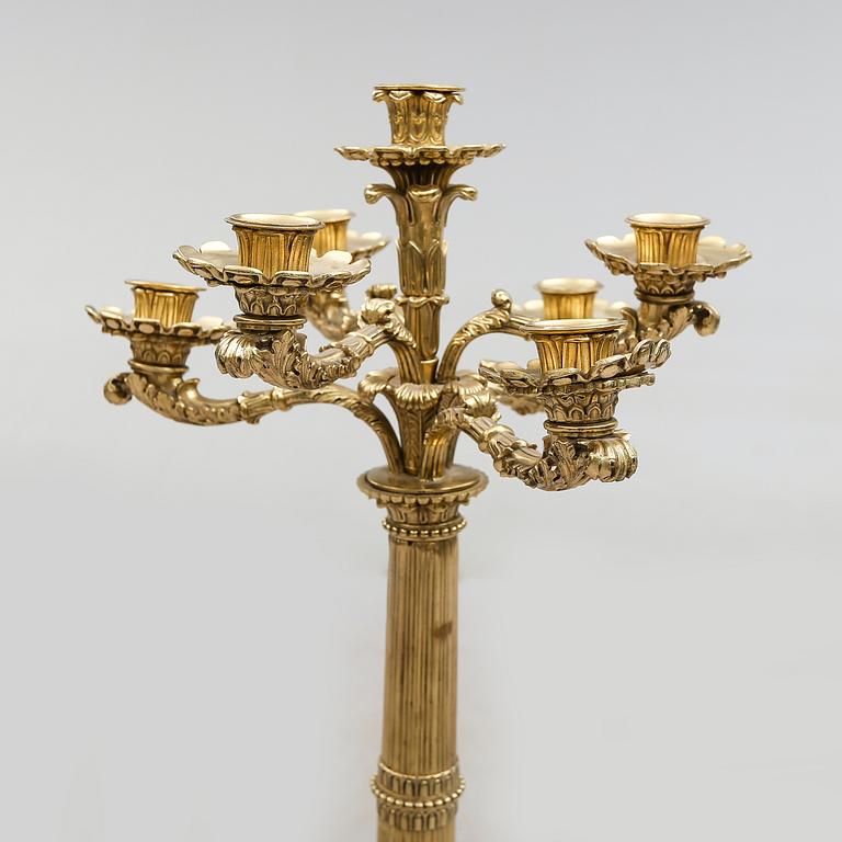 KANDELABER, brons, empirestil, 1800-tal.