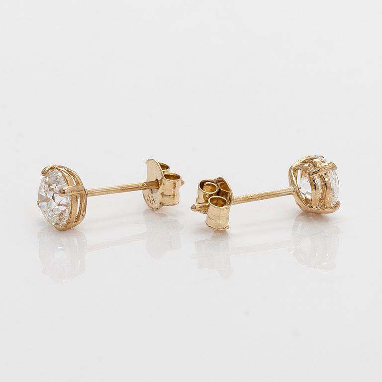 Earrings, brilliant-cut diamonds totalling 1.0 ct, 14K gold.
