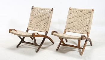 FÄLLSTOLAR, ett par, kopia efter Hans Wegners "Folding Chair", 1960-tal.