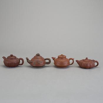 TEKANNOR, 4 st, Yixing-gods, Kina, 1900-tal.