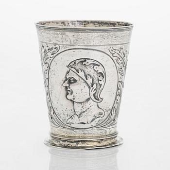 A silver beaker, mark of Cornelius Poppe, Augsburg, Germany, ca. year 1700.