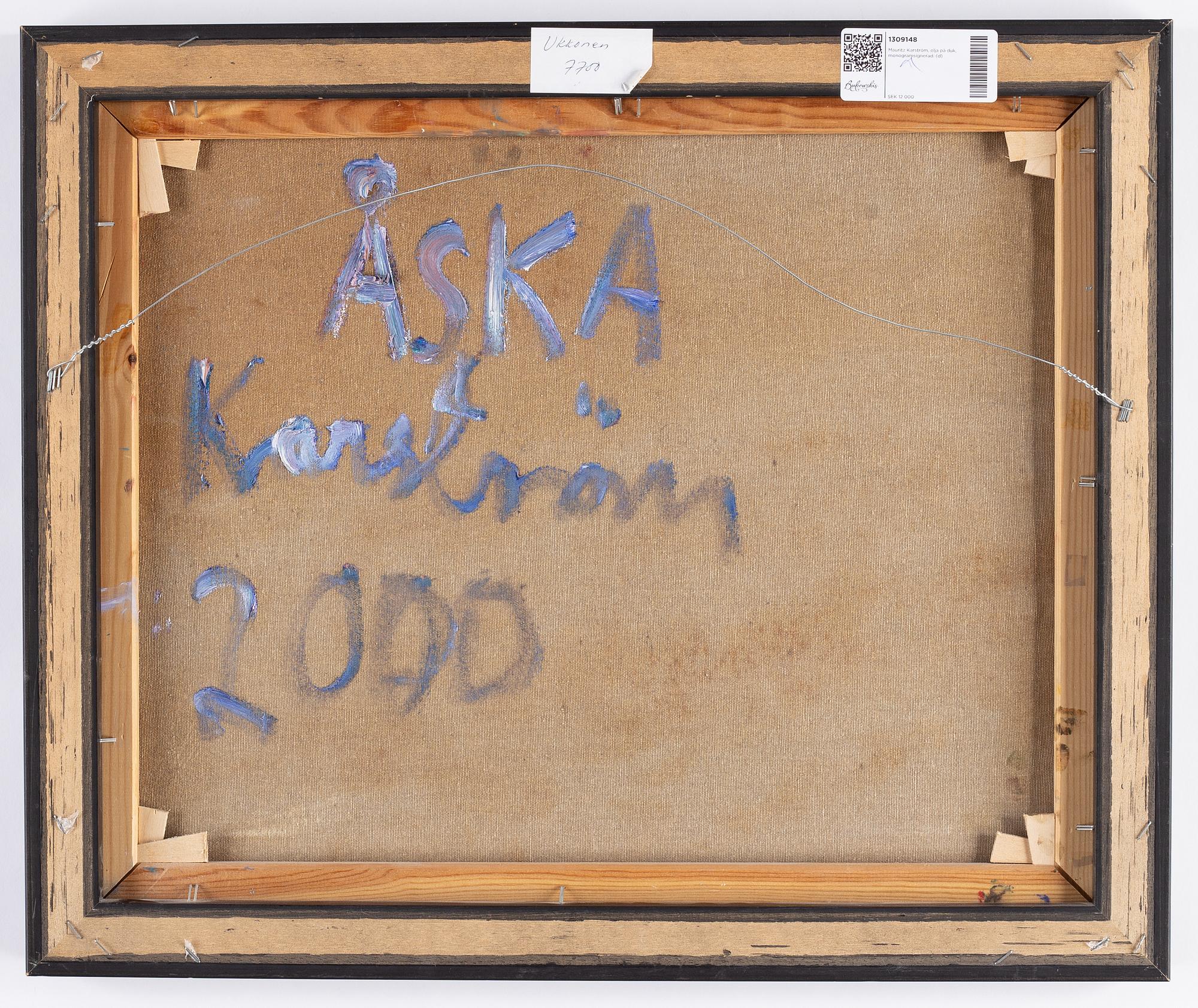 Mauritz Karström, oil on canvas, signed. dated 2000 verso.