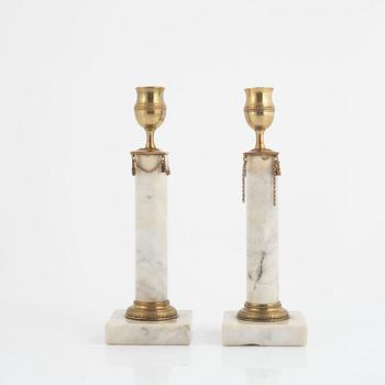 A pair of Gustavian candlesticks, around 1800.