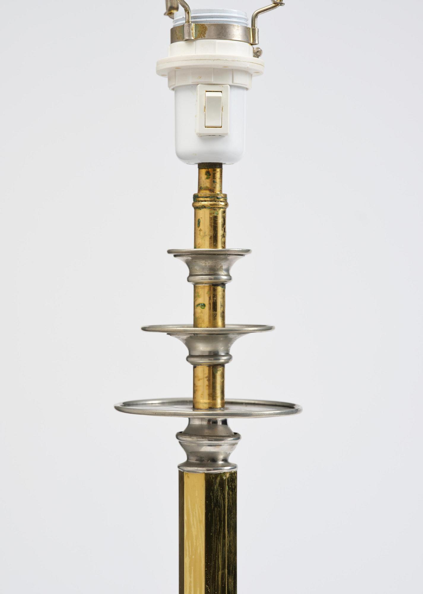 Nils Fougstedt, & Anna Petrus, a pewter and brass floor lamp model A 763, Firma Svenskt Tenn, Stockholm, 1930.