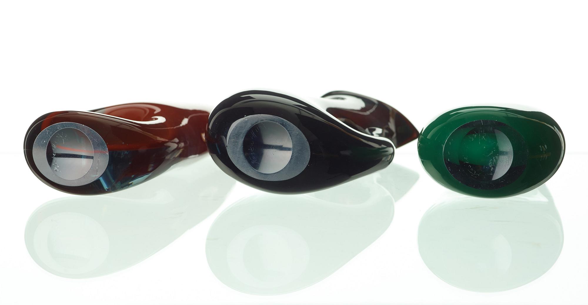 VICKE LINDSTRAND, vaser, 3 st, glas, Kosta, 1950-tal.