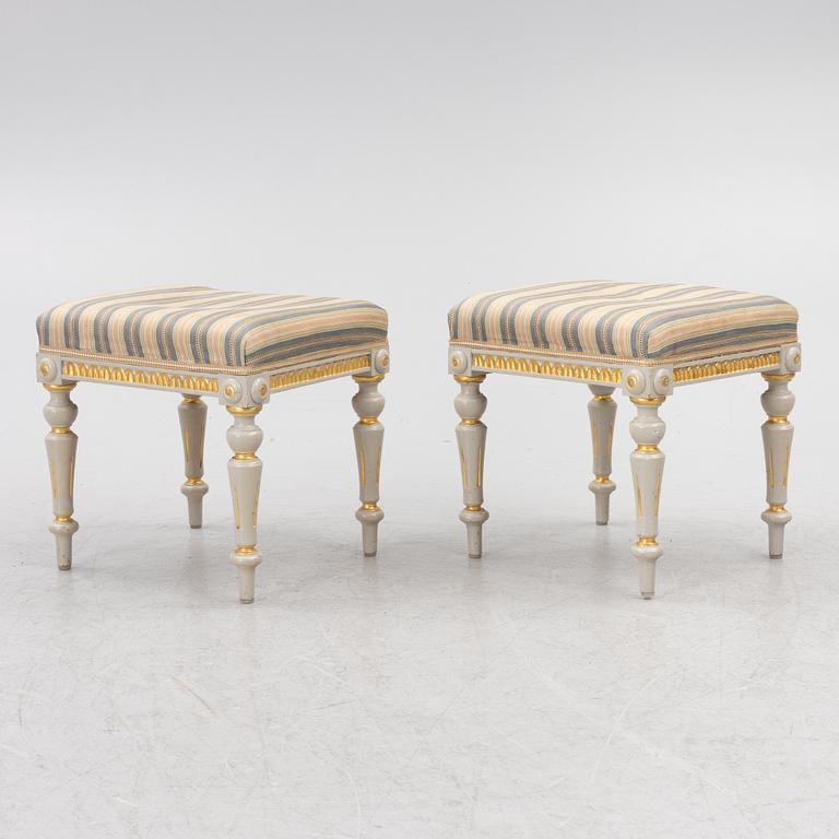 A pair of Gustavian style stools, 19th century.