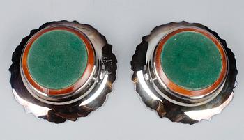 COASTERS, 2 par, nysilver, England 1900-tal.
