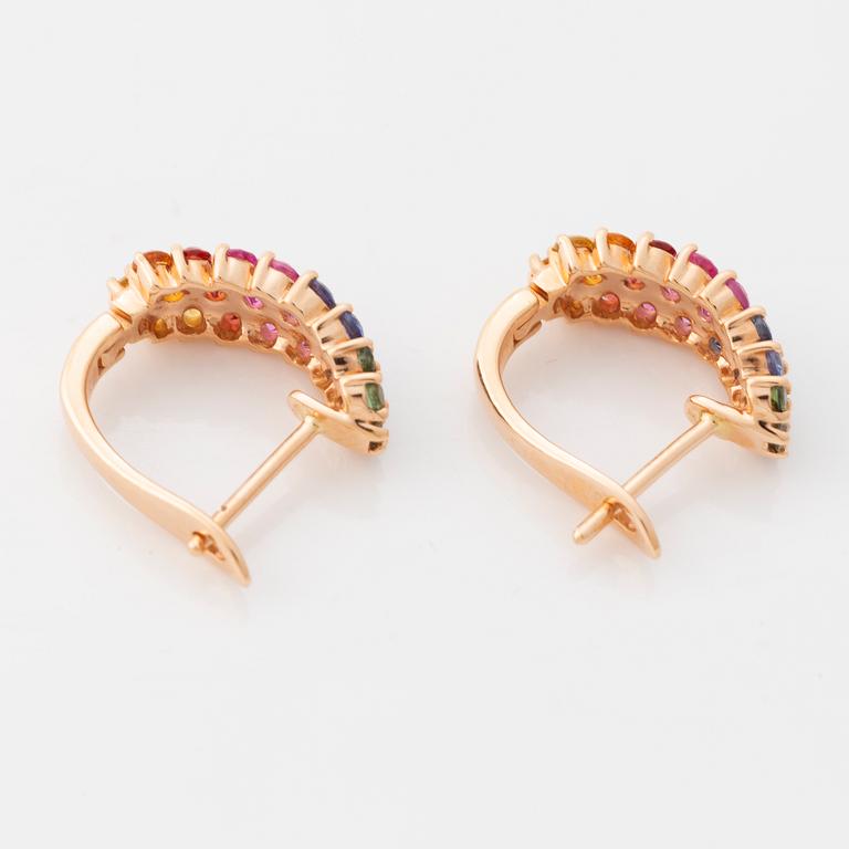 Multi coloured sapphire earrings.