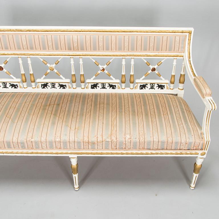 A late Gustavian style sofa and four chairs, early 20th century.