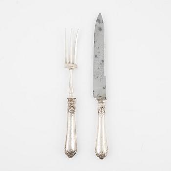 A French Silver Carving Set, mark of Louis Ravinet & Charles Denfert, Paris (1891-1912).