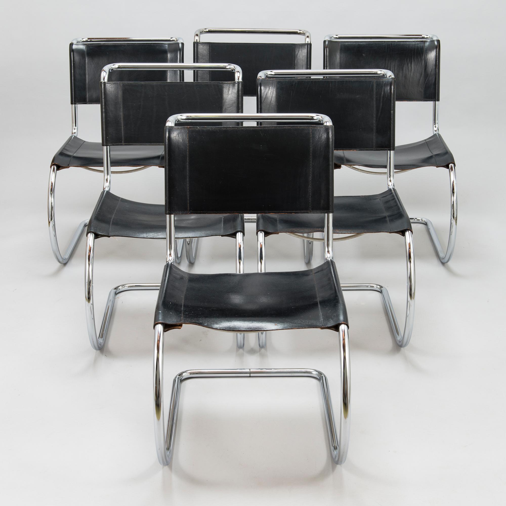 LUDWIG MIES VAN DER ROHE, a set of 1970-1980's 4+2, 'MR10' chairs for Thonet.