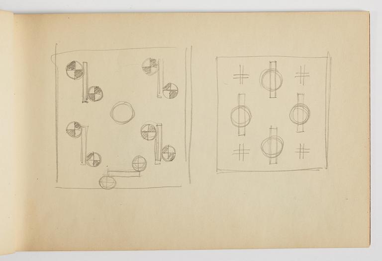 GÖSTA ADRIAN-NILSSON, skissblock, 1920/30-tal, av konstnären egenhändigt inskriberad GAN med blå färgpenna på pärmen.