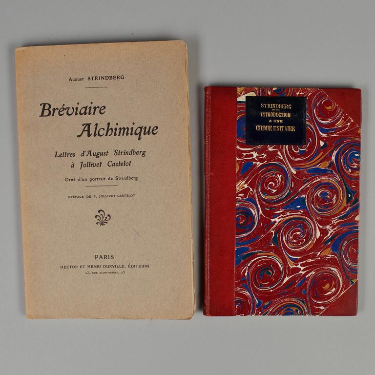 BÖCKER, 2 vol, bla "Bréviaire Alchimique" av August Strindberg, Paris 1912.