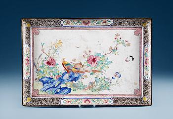 An enamel on copper tray, Qing dynasty, 18th Century.