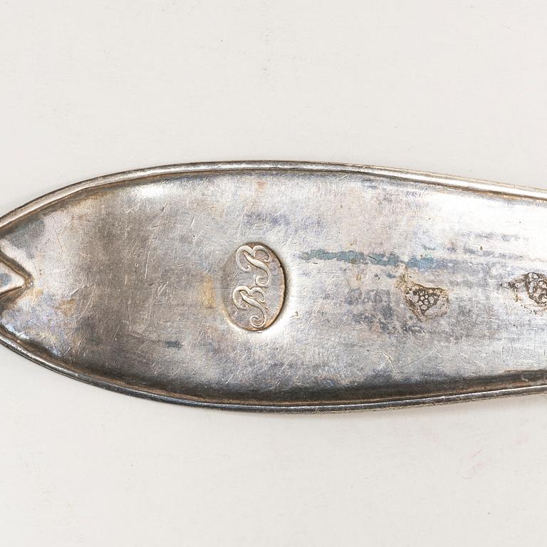 C.N. Ruthenbeck (1828-1859(1891)), Six silver spoons, Uddevalla, Sweden 1836.