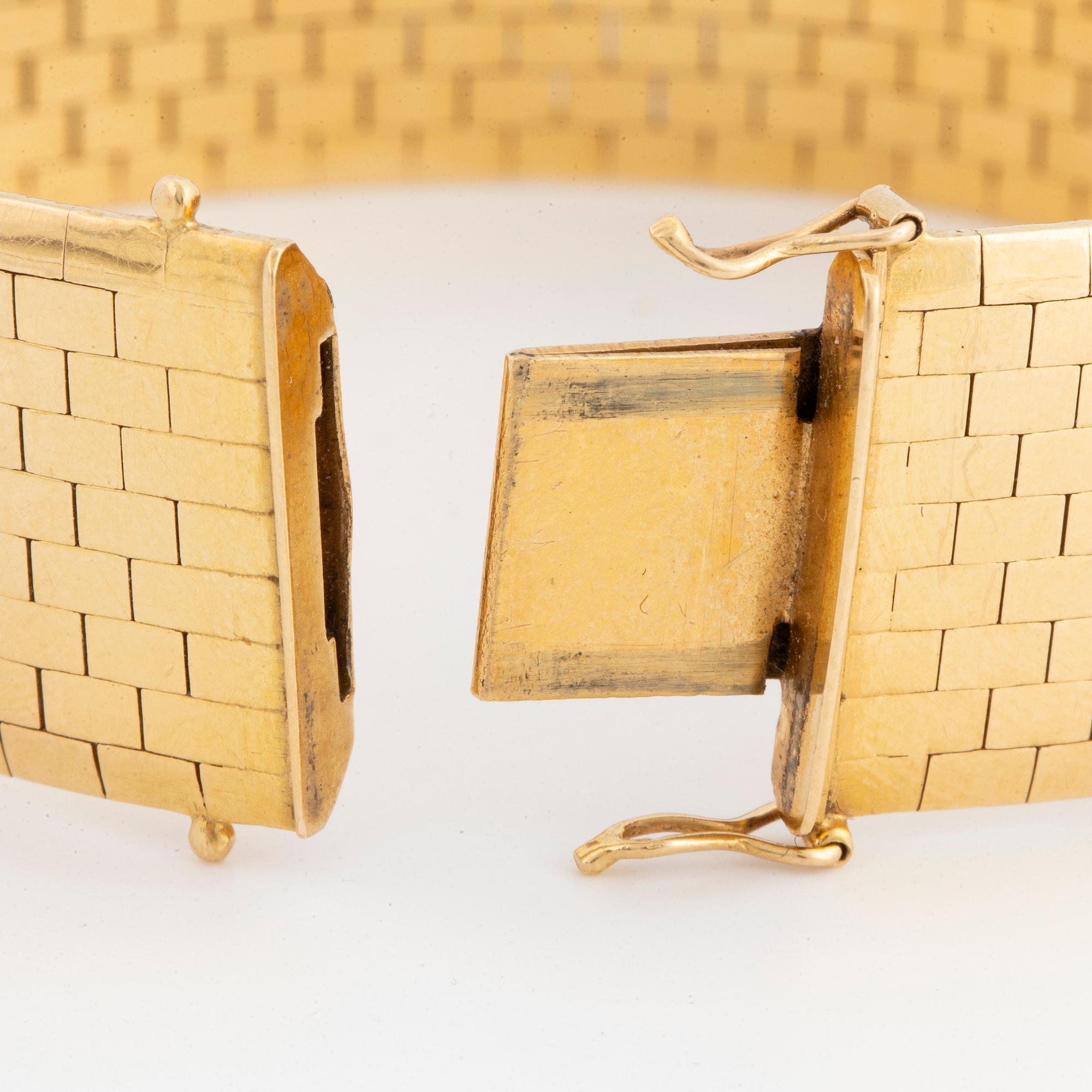 ARMBAND, 18K guld korridormatta, importstämplad.