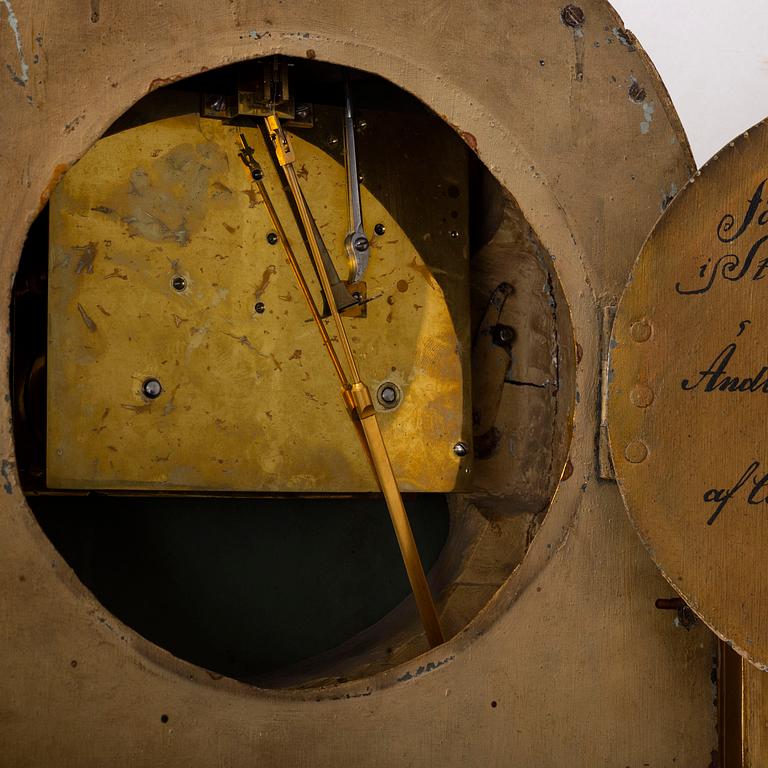 A late gustavian ca 1800 wall clock by Jacob Kock (clockmaker in Stockholm 1762-1803).