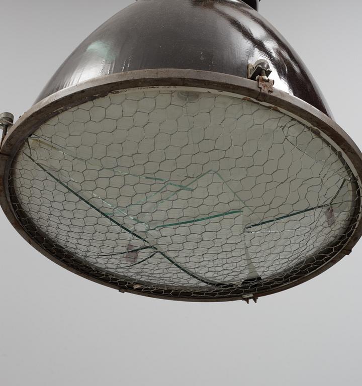 A mid 20th century metal ceiling light. Height ca 80 cm.