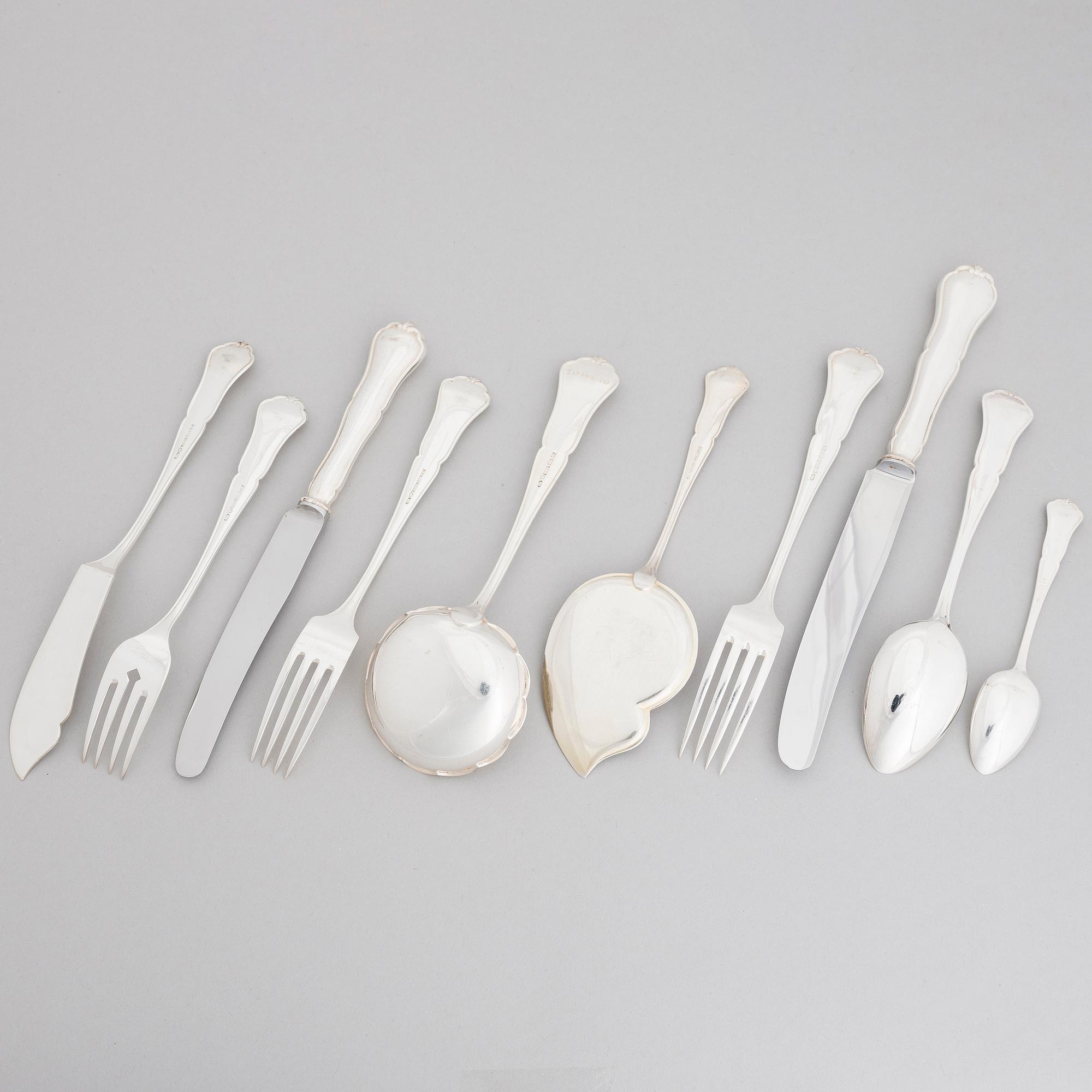 BESTICKUPPSÄTTNING, 50 delar, silver, "Chippendale", Kultakeskus, Tavastehus 1938-1977.