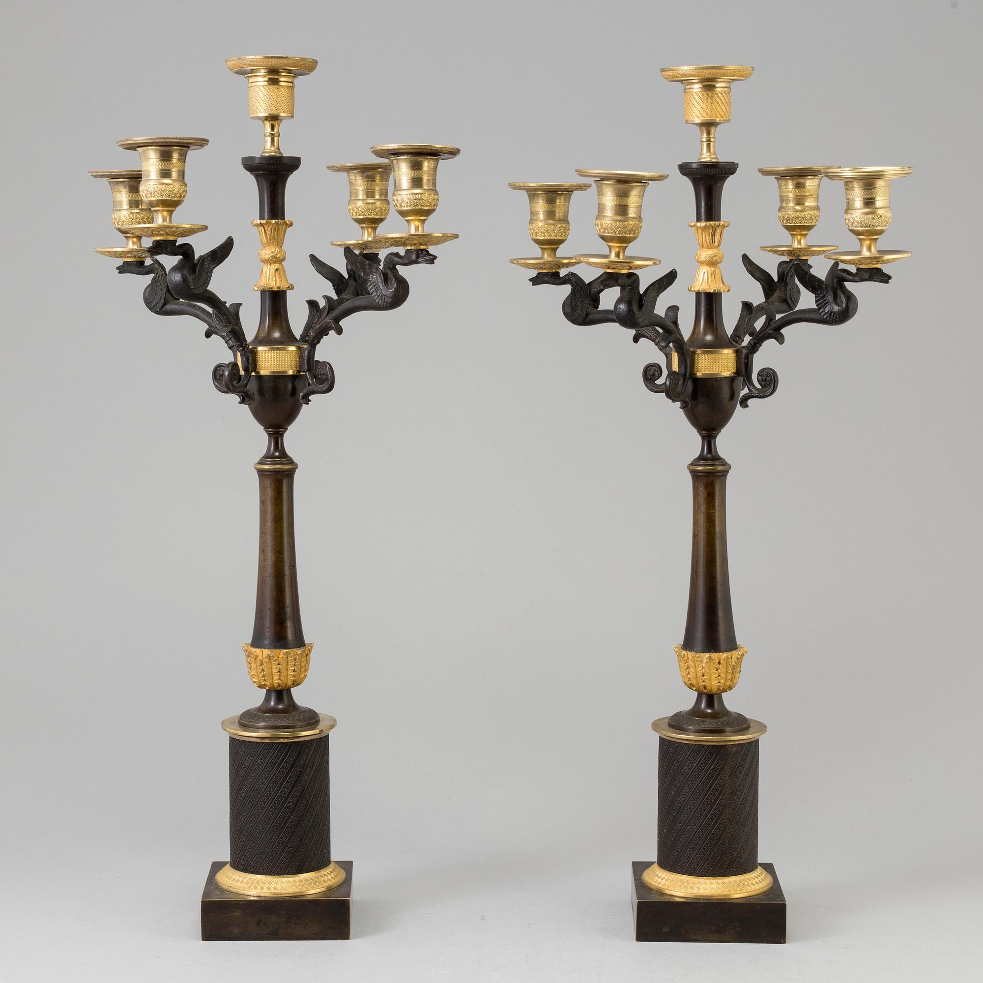 A PAIR OF CANDELABRA, empire-style, ca 1900.