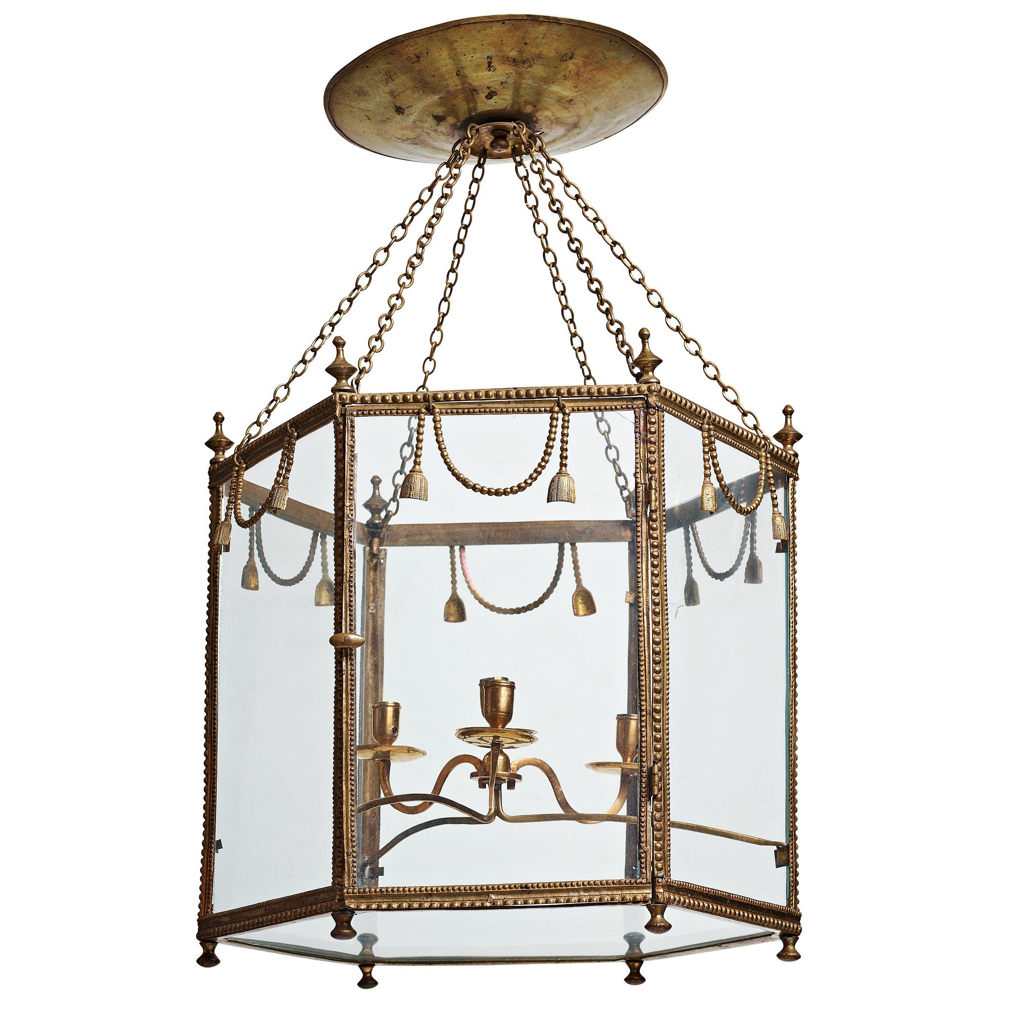 A Gustavian late 18th century four-light hanging lantern.