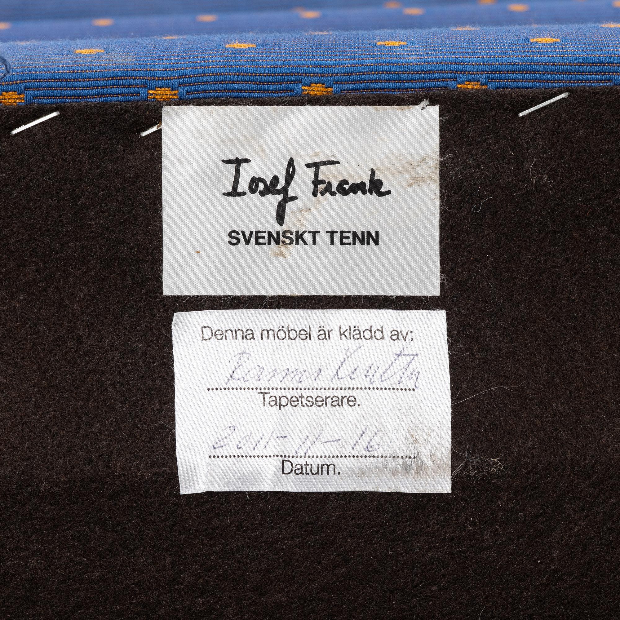 Josef Frank, a model 703 sofa, Svenskt Tenn. 2011.