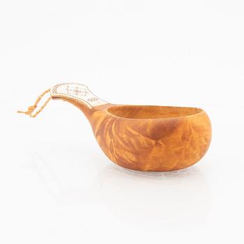 A signed birch and reindeer horn kovsh.