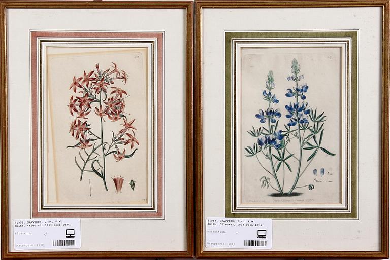 GRAVYRER, 2 st, F.W. Smith, "Fleurs", 1833 resp 1834.