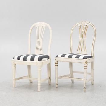 Three matched Gustavian chairs, second half of the 18th century.