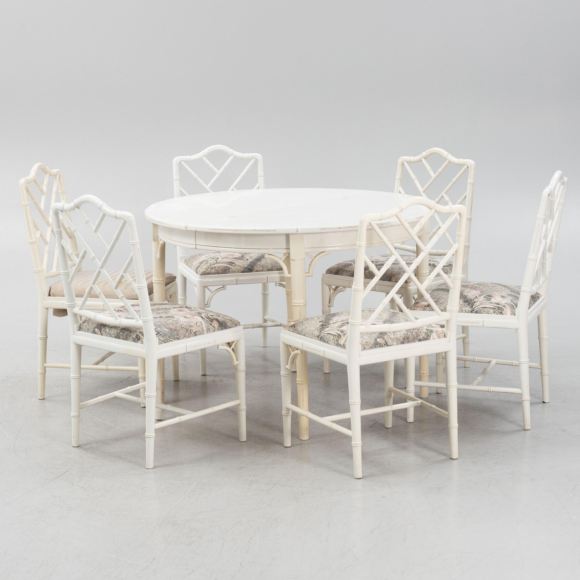 A 7-piece dining group, Miranda of Sweden, late 20th Century.