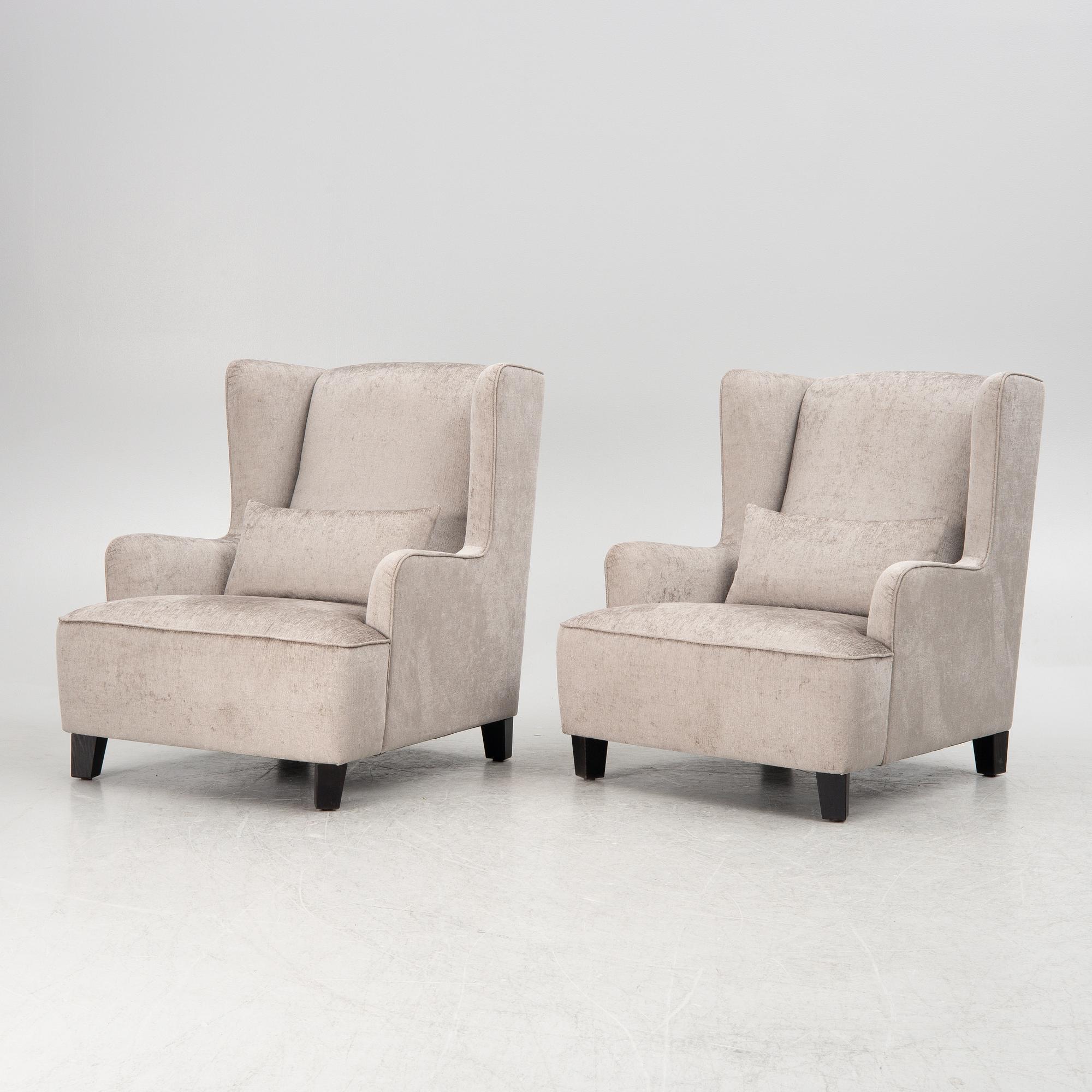 A pair of easy chairs, 21st century.