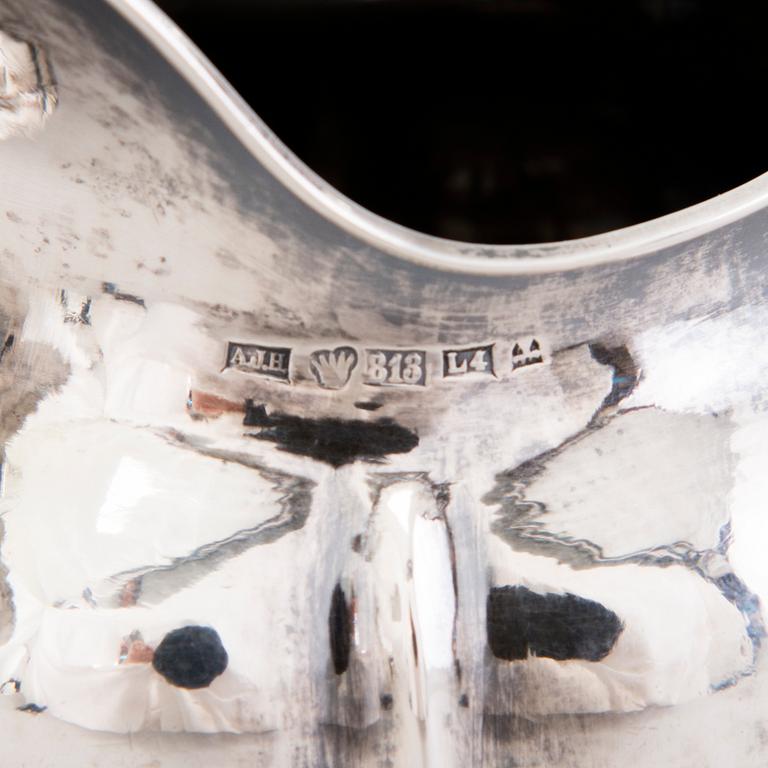 A silver sugar bowl and cream jug, mark of Johan Niclas Chorin, Kokkola and Anders Johan Holming, Hämeenlinna 1892.