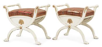 A pair of late Gustavian early 19th century stools.