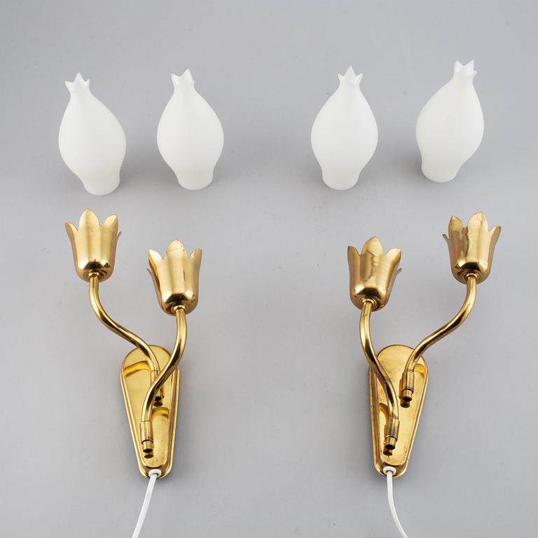 A pair of mid 20th century "Tulip" wall lights, design Fog & Mørup, Denmark.