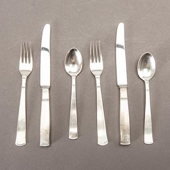 A Swedish 20th set of 36 pcs silver cutlery mark of J Ängman GAB Stockholm 1690/70s, weight ca 980 gr.