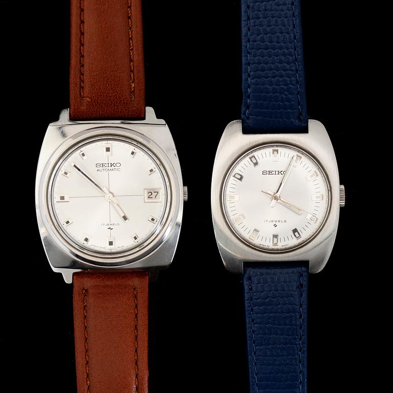ARMBANDSUR, 2 st, stål, Seiko, 1970-tal.