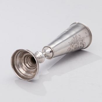 A Russian silver champagne flute, assay master Anatoly Apollonovich Artsybashev, Moscow 1895. Weight 96 g.