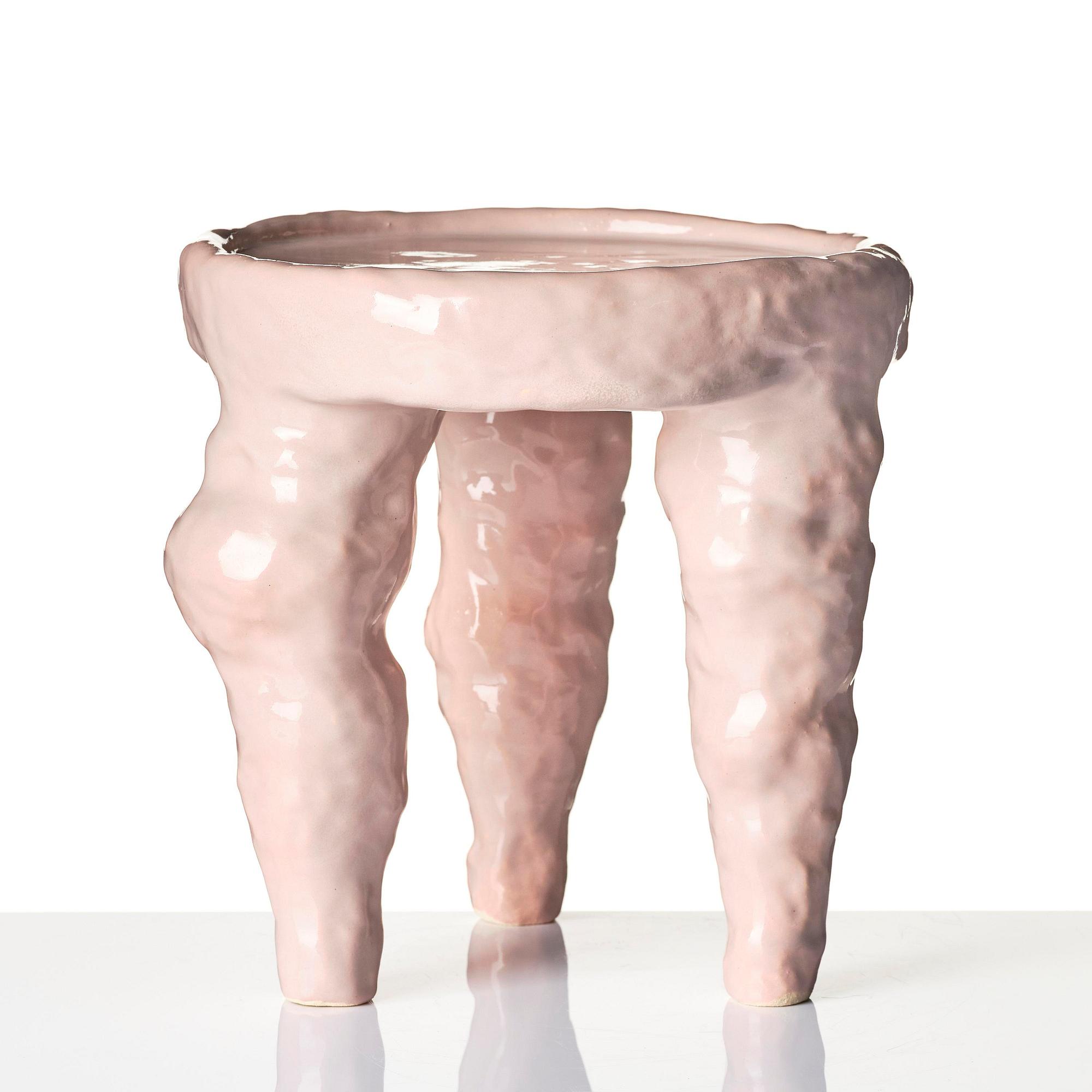 Fanny Ollas, a ceramic stool/sculpture, executed in her studio, Gustavsberg, Stockholm.