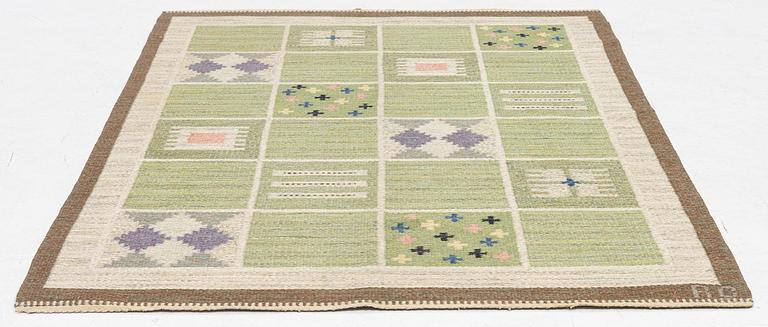 Rakel Carlander, a carpet, flat weave, c. 209 x 139 cm, signed RC.