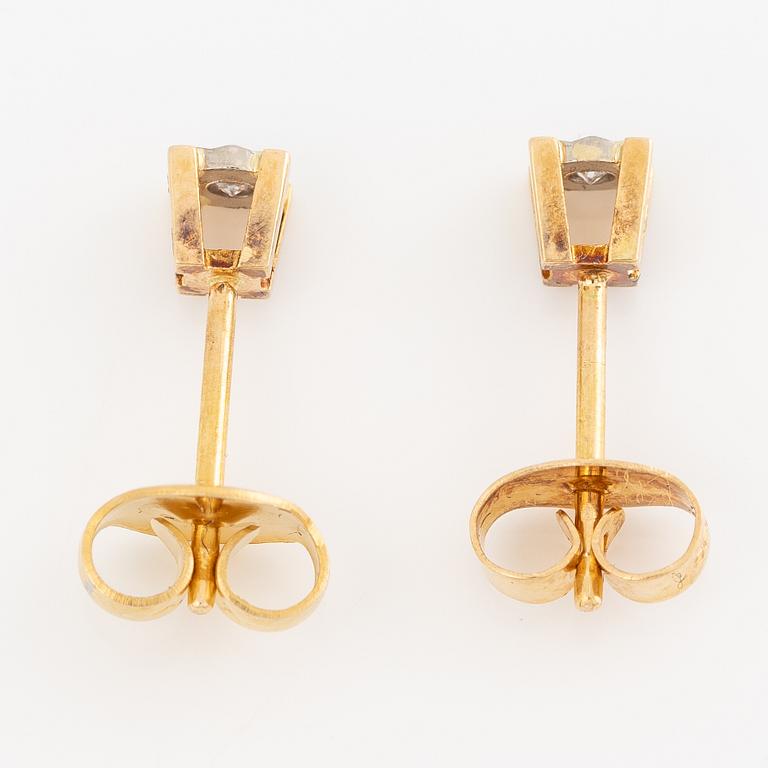 Earrings, 18K gold with small octagon-cut diamonds.