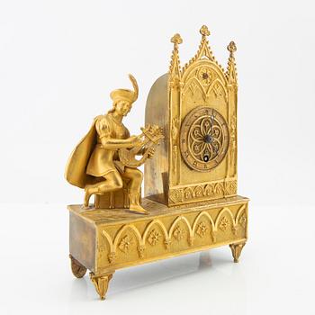 Neo-Gothic table clock, signed and dated in the work 1838.