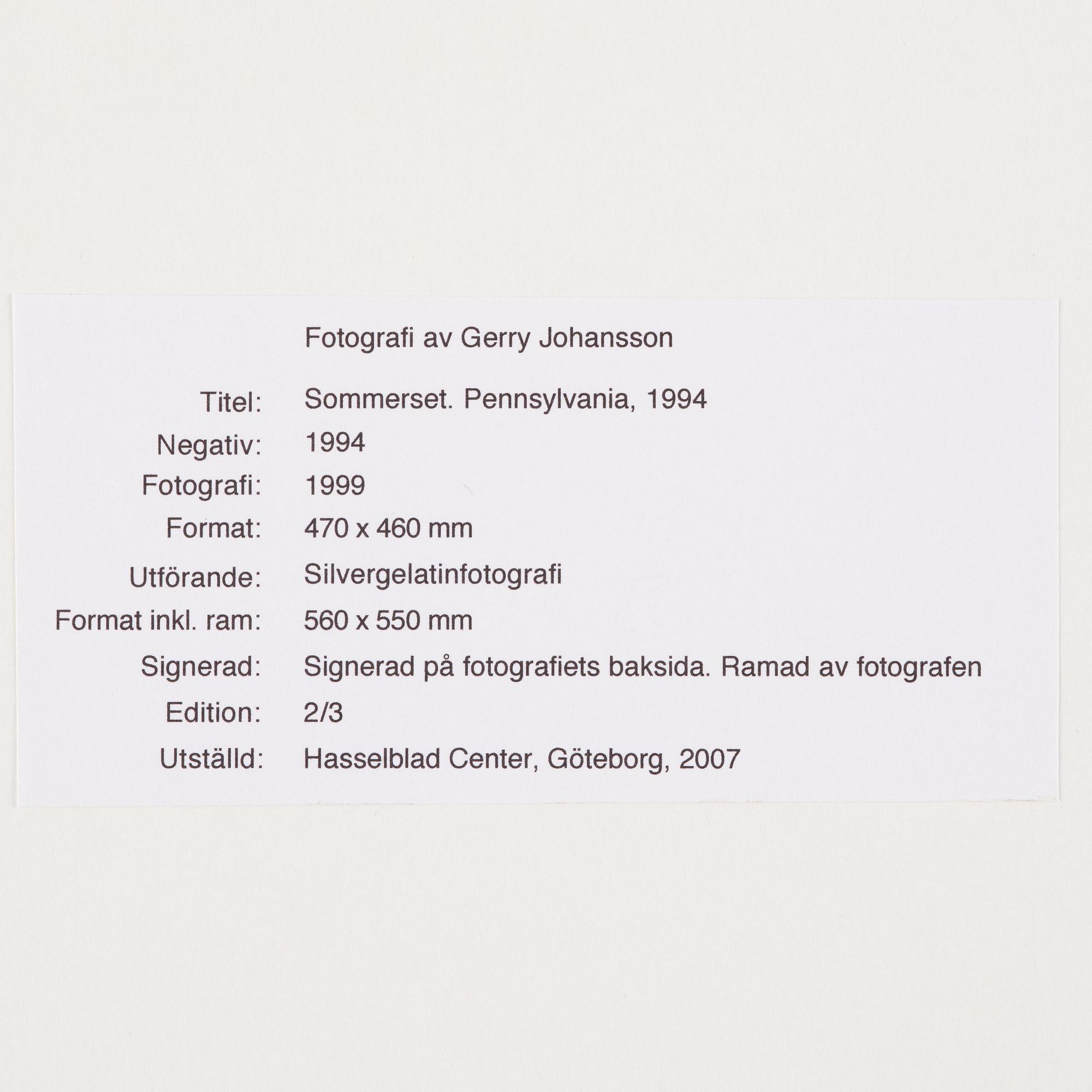 Gerry Johansson, "Sommerset. Pennsylvania", 1994.