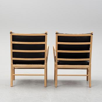 Ole Wanscher, a pair of oak and leather 'Colonial Chair' model PJ 149 easy chairs for Poul Jeppesen, Denmark.