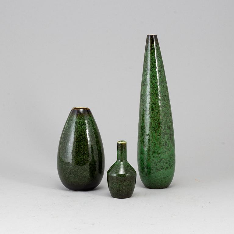 CARL-HARRY STÅLHANE, 3 stoneware, vases, Rörstrand.