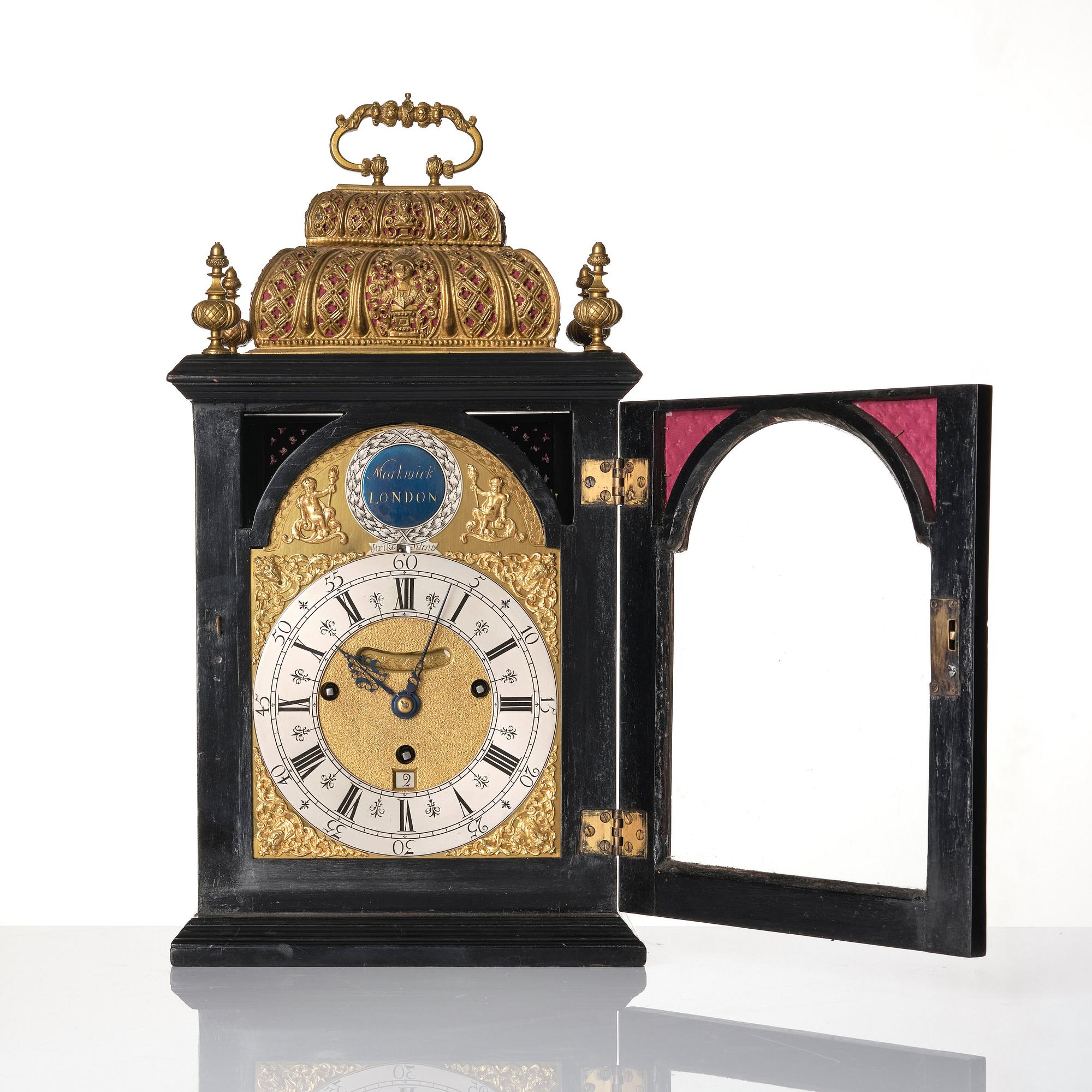 Biblioteksur, märkt "Markwick London", omkring år 1700, Barock.