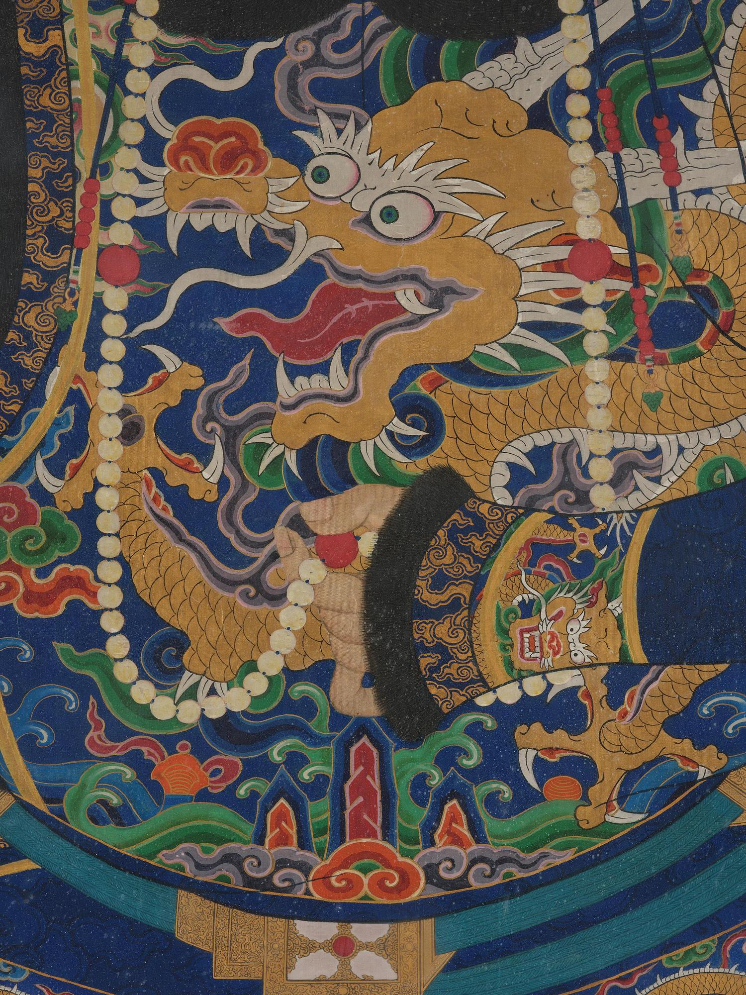 Förfadersporträtt, Qingdynastin, 1800-tal. Med signatur.
