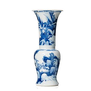 A Chinese blue and white 'Yen-Yen' vase, Qing dynasty, Kangxi (1662-1722).