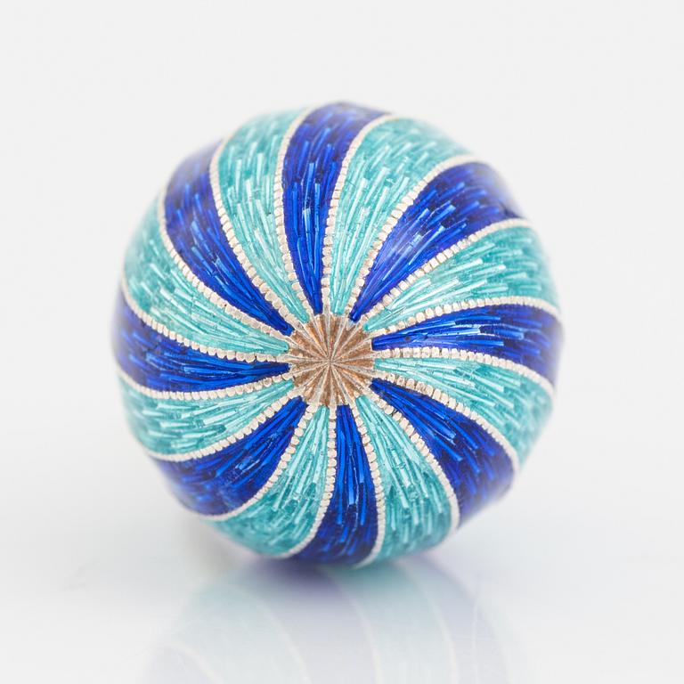 W.A. Bolin, egg, 18k gold and silver with enamel.