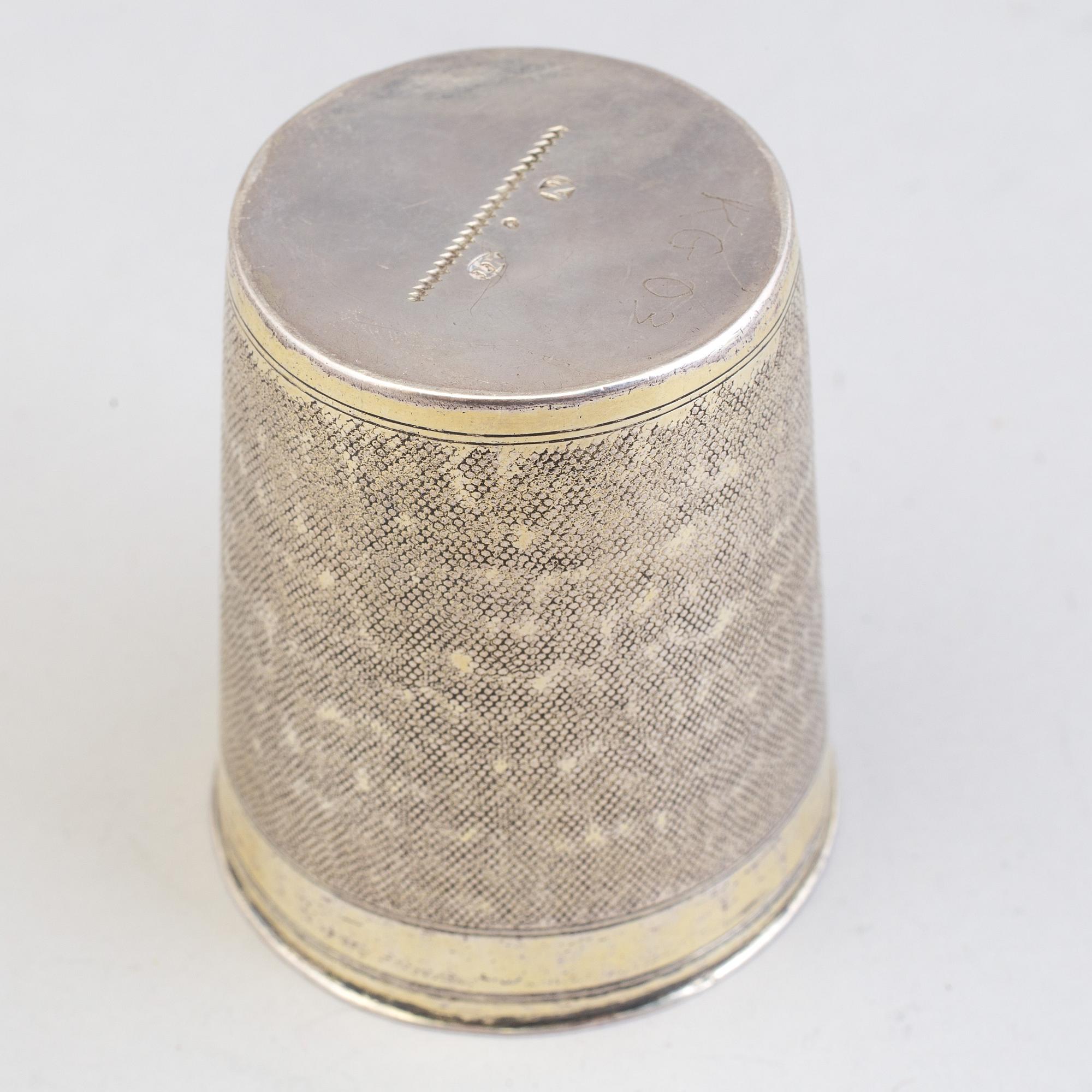 A German 17th century silver-gilt beaker, mark of Johann Höfler, Nürnberg.